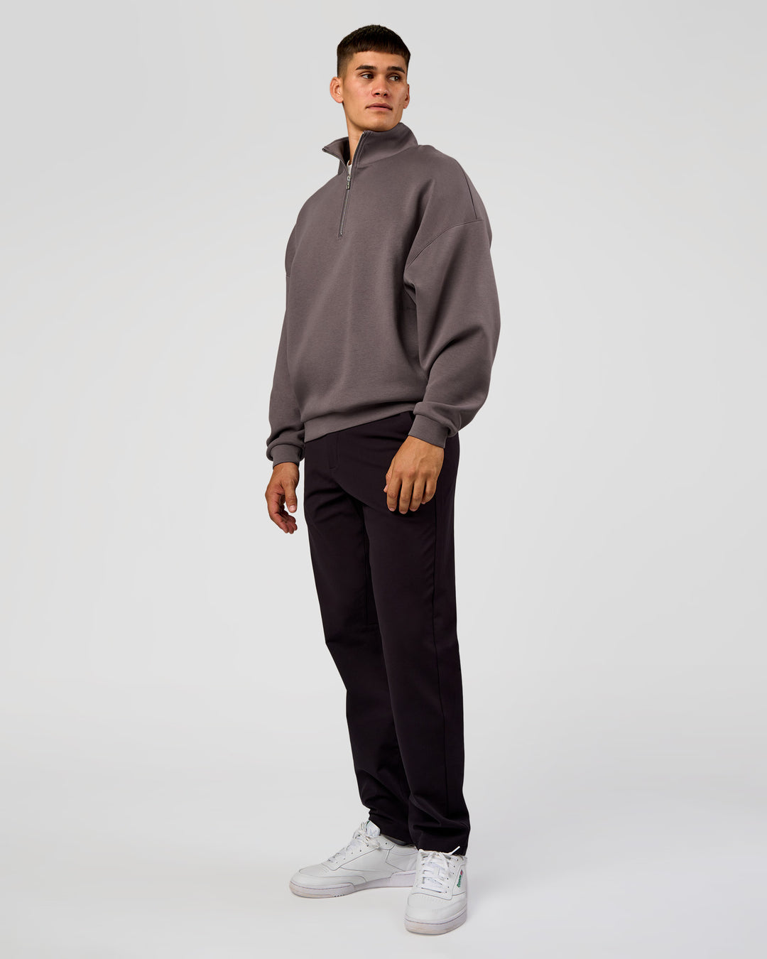 Man wearing AfterDark ZeroCrease Quarter Zip - Duskstone | Model:Jackson | Size:L - view 7