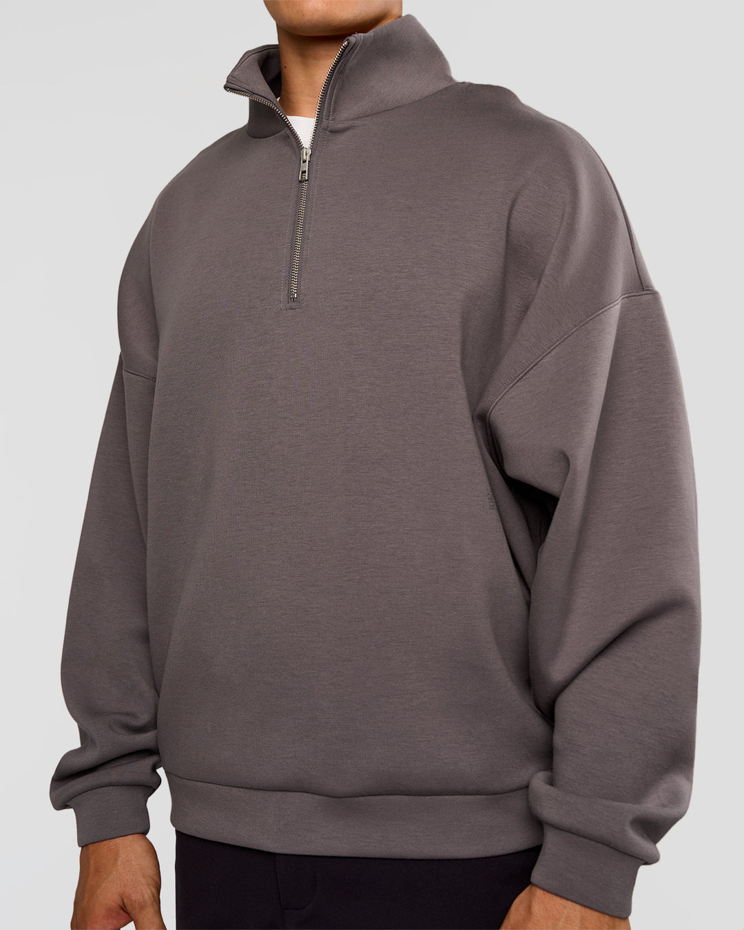Man wearing AfterDark ZeroCrease Quarter Zip - Duskstone | Model:Jackson | Size:L - view 10