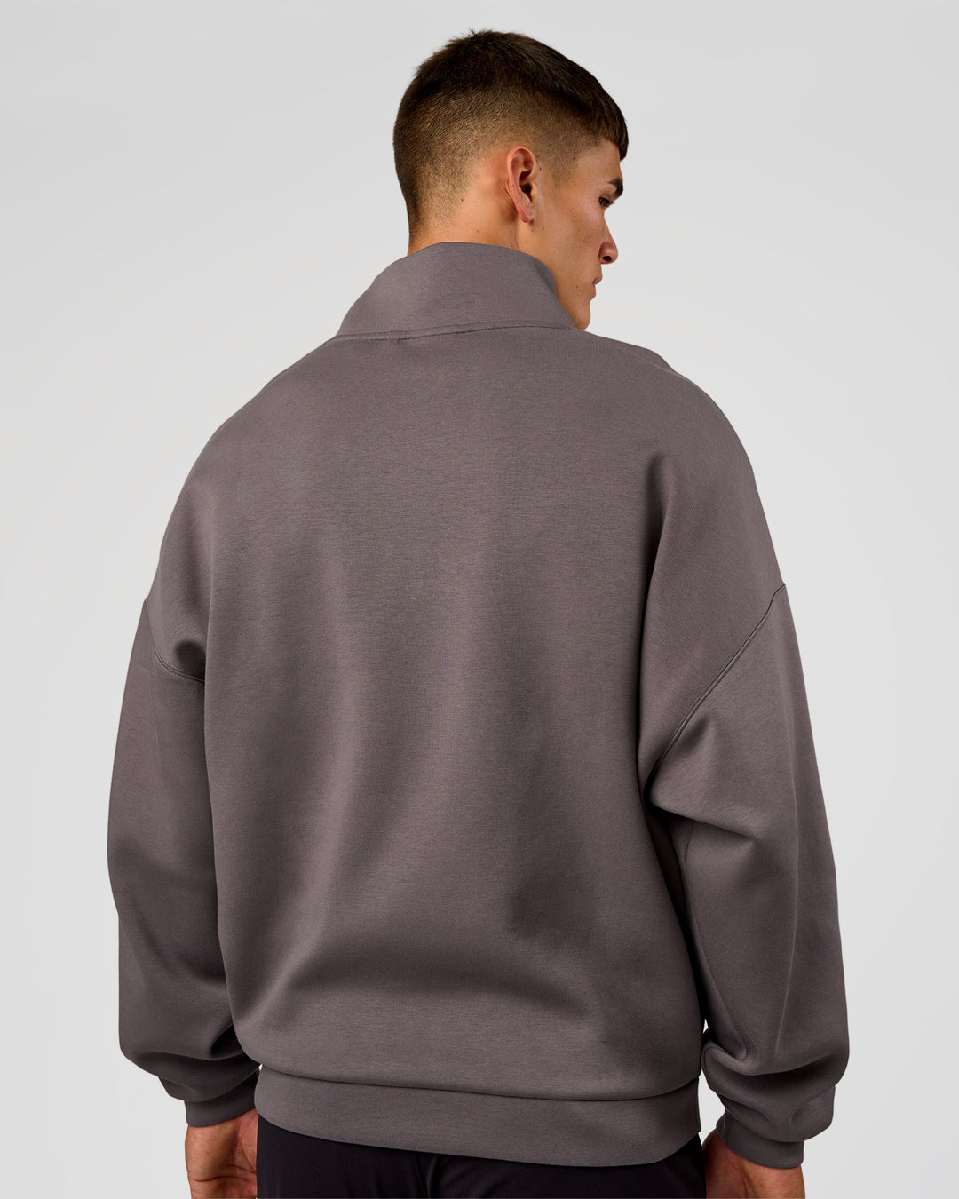 Man wearing AfterDark ZeroCrease Quarter Zip - Duskstone | Model:Jackson | Size:L - view 6