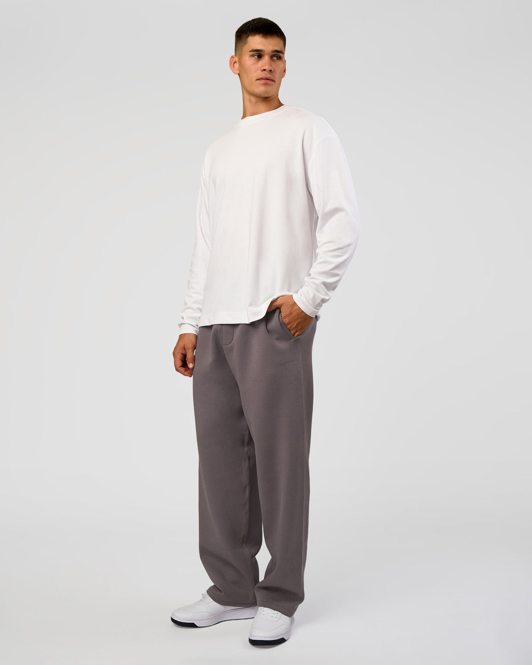 Man wearing AfterDark ZeroCrease Straight Leg Pant - Duskstone | Model:Jackson | Size:L - view 2