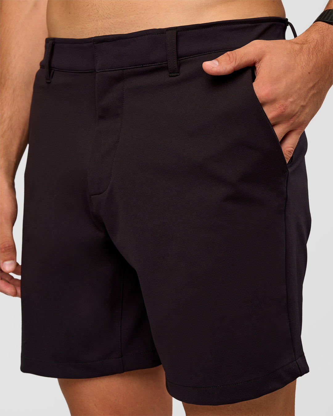 Man wearing All Day ZeroCrease™ Regular 8" Short - Black | Model:Liam | Size:34 - view 6