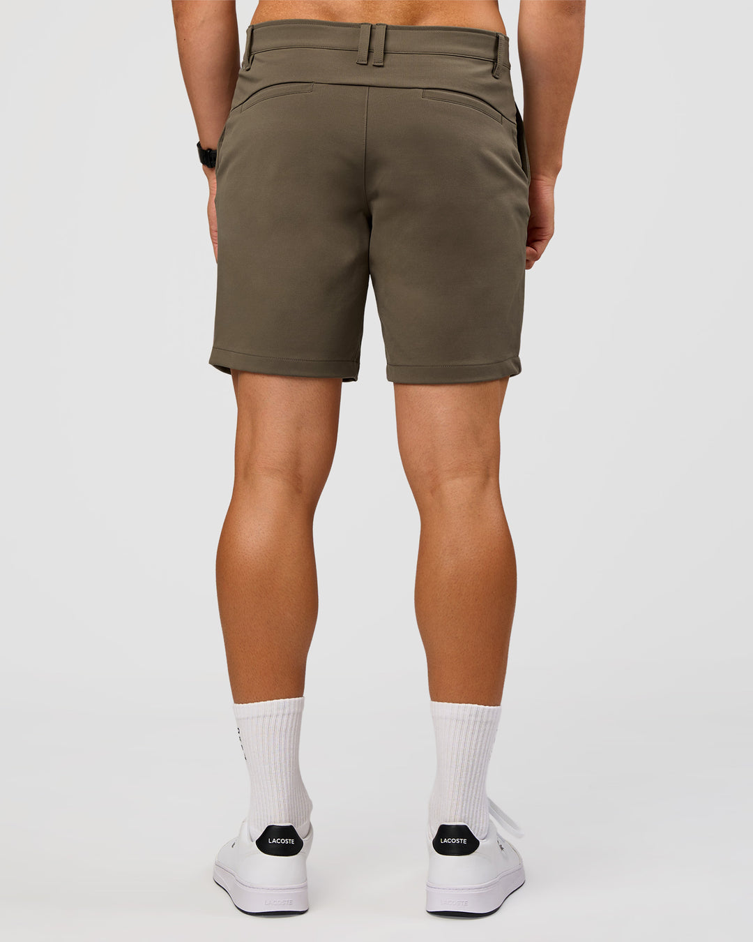 Man wearing All Day ZeroCrease™ Regular 8" Short - Walnut Grey | Model:Liam | Size:34 - view 4