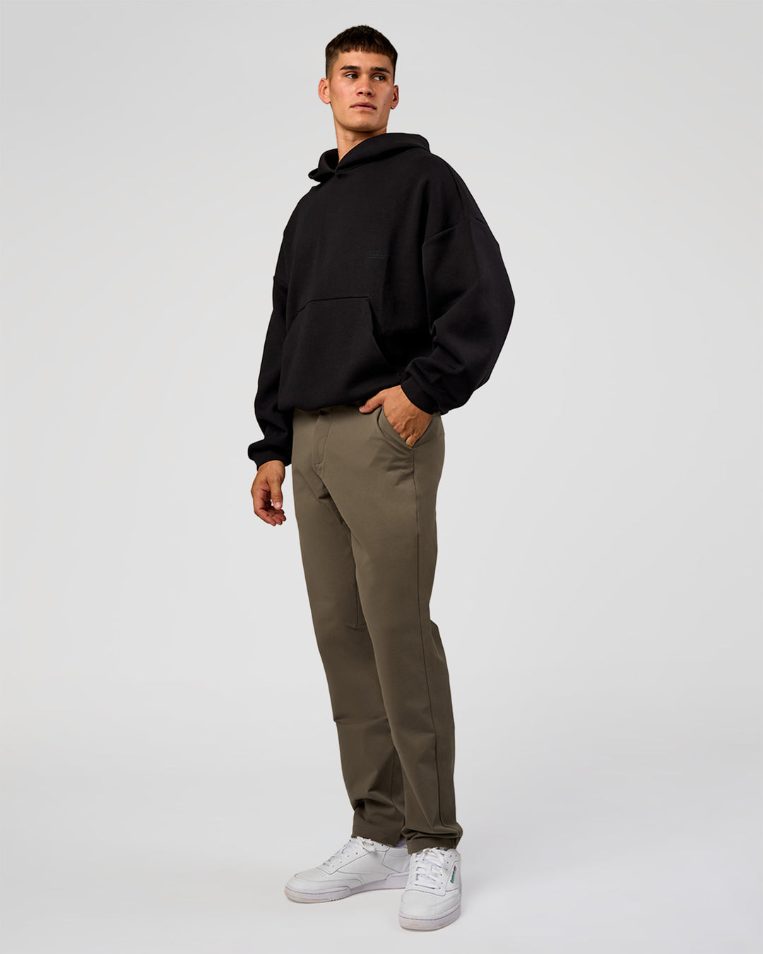 Woman wearing All Day ZeroCrease™  Regular Pant - Walnut Grey | Model:Jackson | Size:34 - view 6