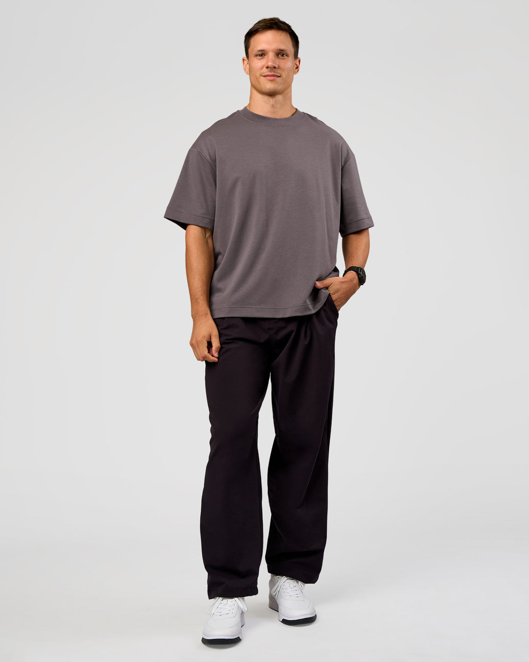 Man wearing All Day ZeroCrease™ Wide Leg Pant - Black | Model:Liam | Size:34 - view 7