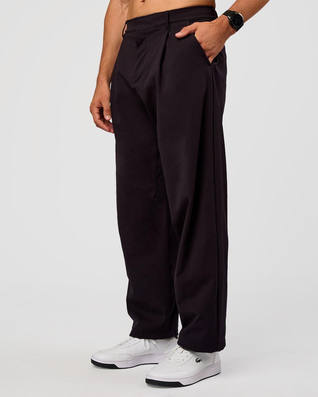 Man wearing All Day ZeroCrease™ Wide Leg Pant - Black | Model:Liam | Size:34 - view 6