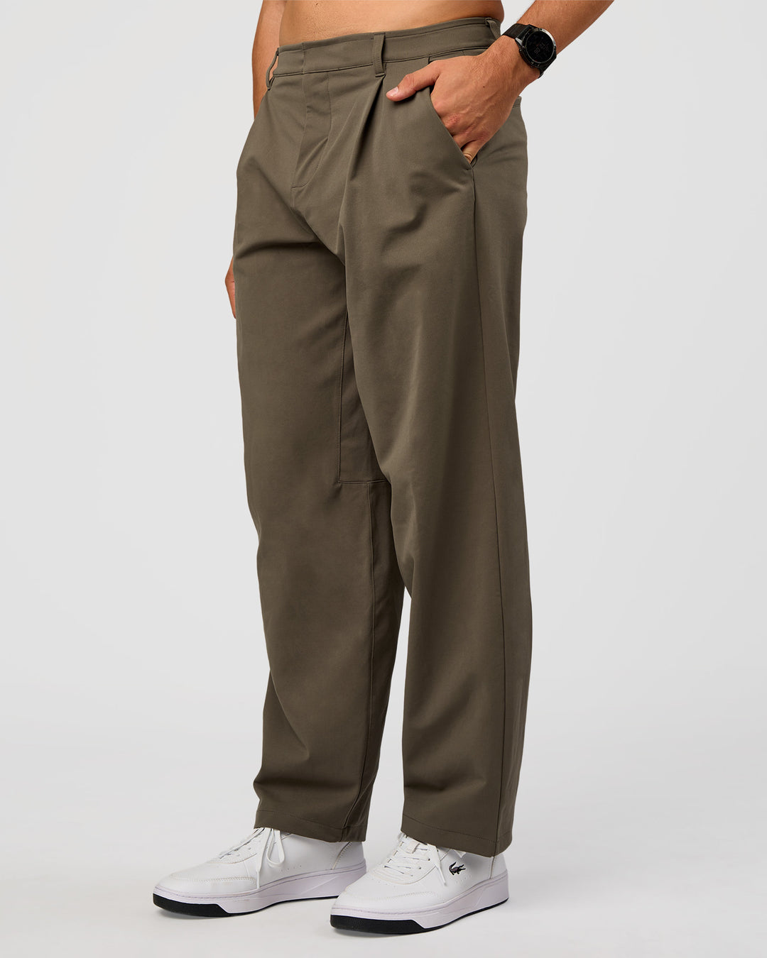 Man wearing All Day ZeroCrease™ Wide Leg Pant - Walnut Grey | Model:Liam | Size:L - view 8