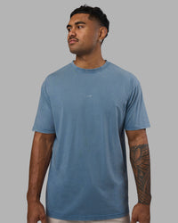 Man wearing Base FLXCotton Tee Oversized - Elemental Blue Washed | Model:Xav | Size:L | Thumbnail Index: 0