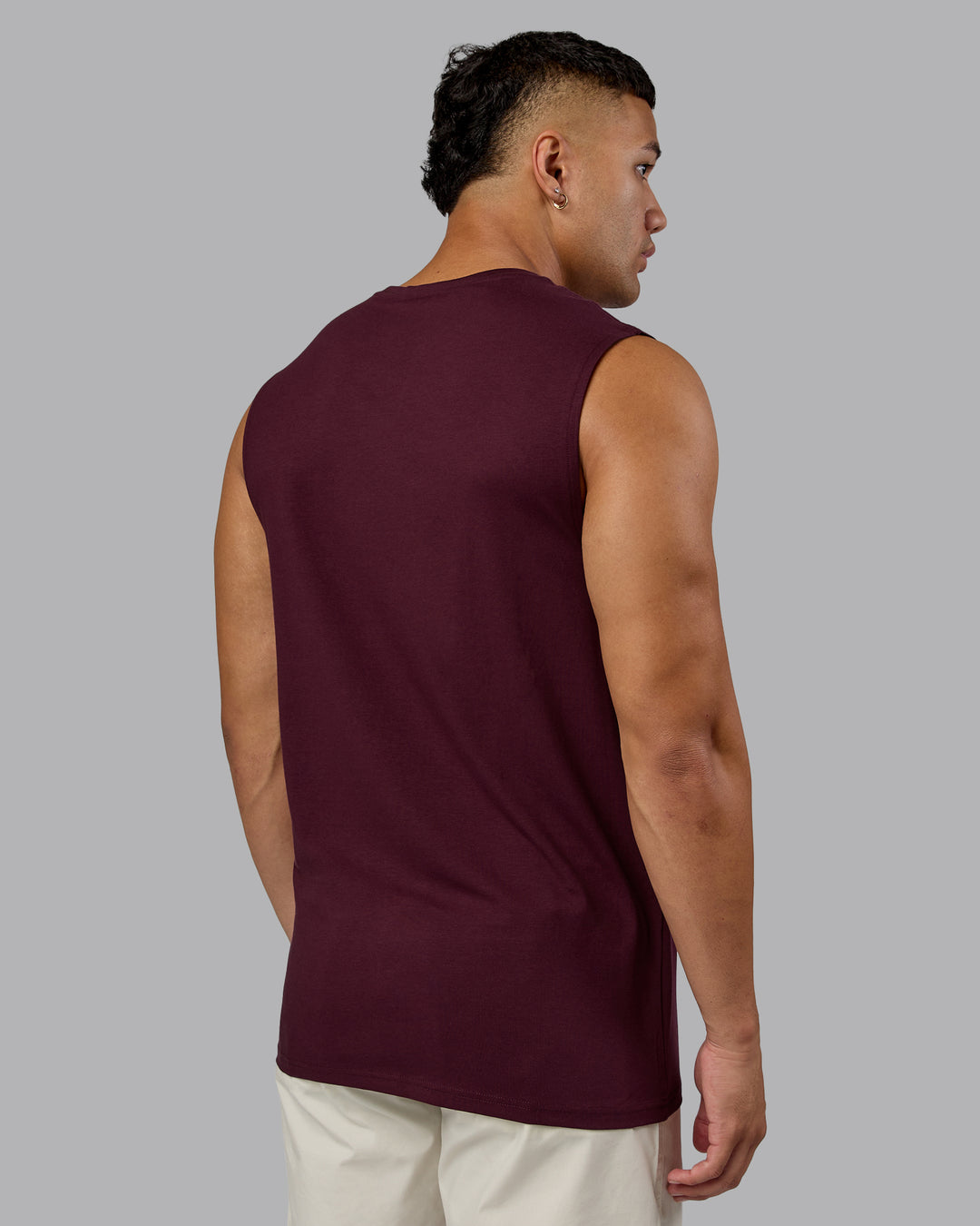 Man wearing Base FLXCotton Tank - Cherry Lacquer | Model:Kaelyb | Size:L - view 3