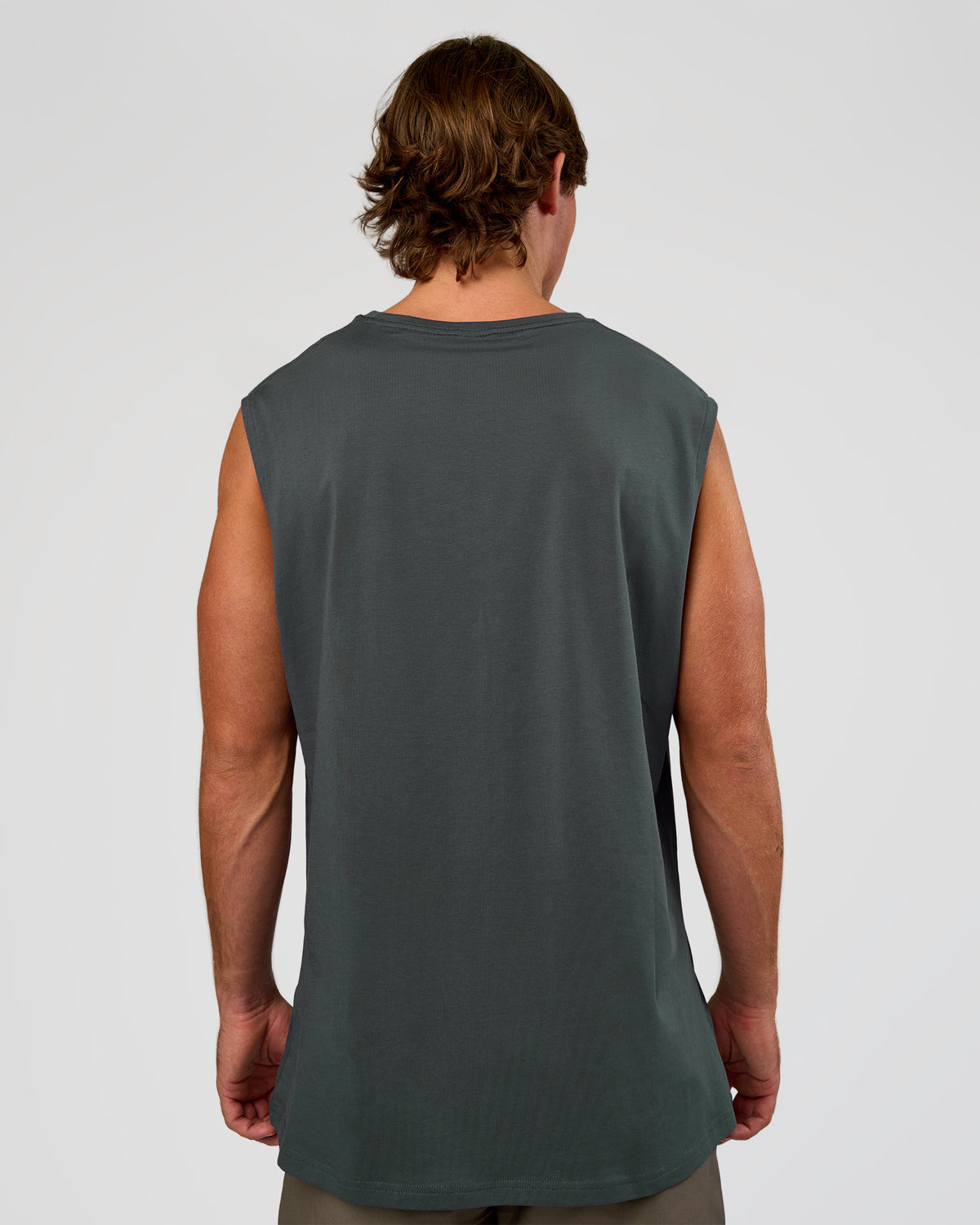 Man wearing Base FLXCotton Tank - Dark Slate | Model:Marcus | Size:L