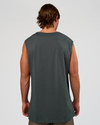 Man wearing Base FLXCotton Tank - Dark Slate | Model:Marcus | Size:L | Thumbnail Index: 1