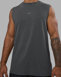 Man wearing Base FLXCotton Tank - Dark Storm Washed | Model:Xav | Size:L | Thumbnail Index: 3