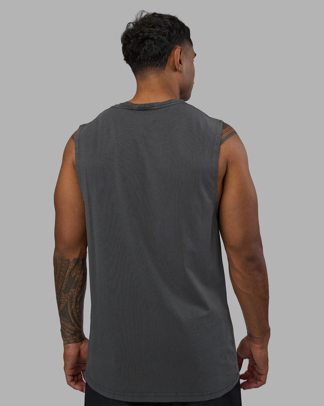 Man wearing Base FLXCotton Tank - Dark Storm Washed | Model:Xav | Size:L - view 3