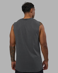 Man wearing Base FLXCotton Tank - Dark Storm Washed | Model:Xav | Size:L | Thumbnail Index: 2