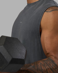 Man wearing Base FLXCotton Tank - Dark Storm Washed | Model:Xav | Size:L | Thumbnail Index: 4
