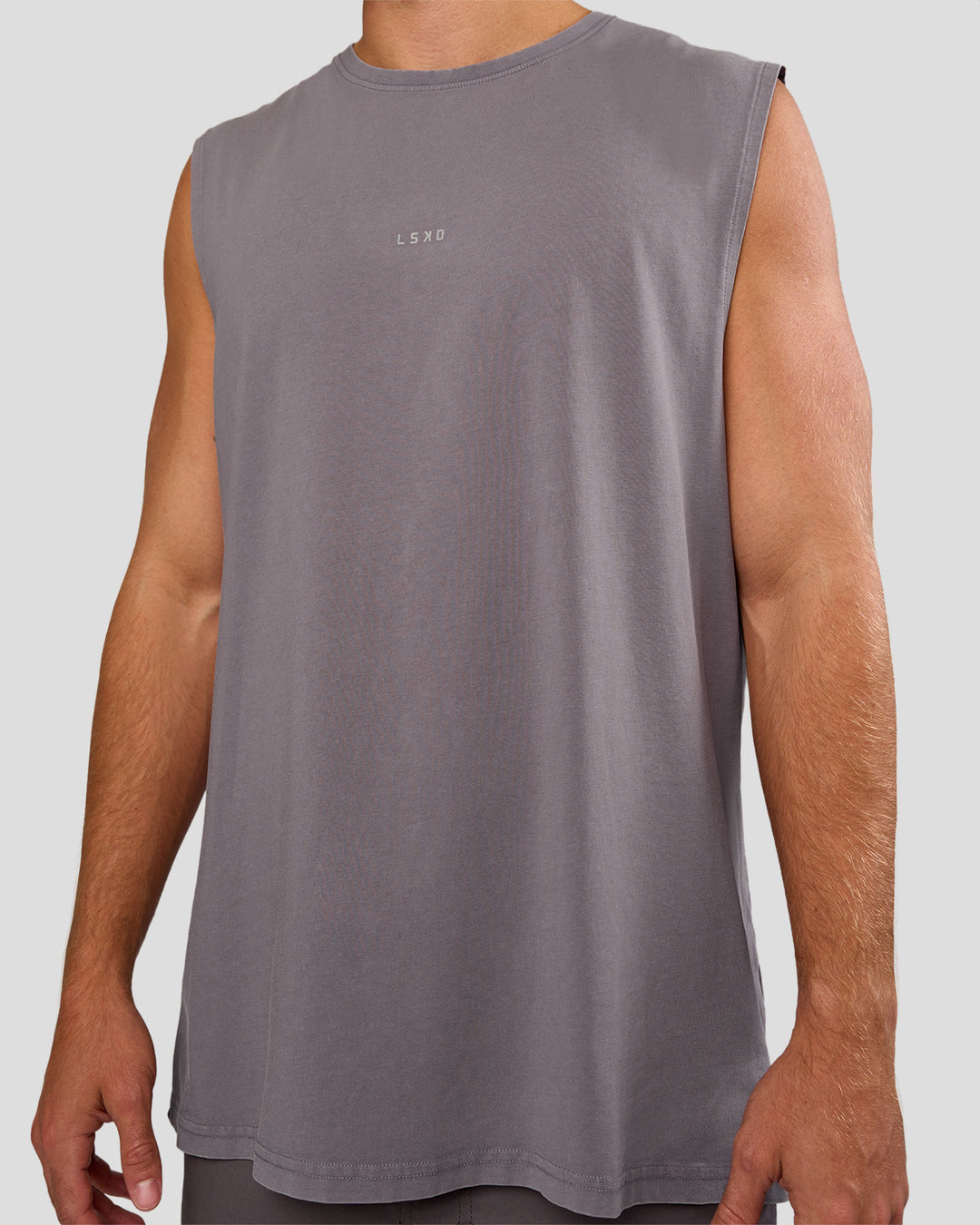 Man wearing Base FLXCotton Tank - Duskstone Washed | Model:Marcus | Size:L - view 3