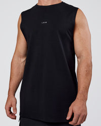Man wearing Base FLXCotton Tank Regular Fit +2cm - Black | Model:Adam | Size:L | Thumbnail Index: 5