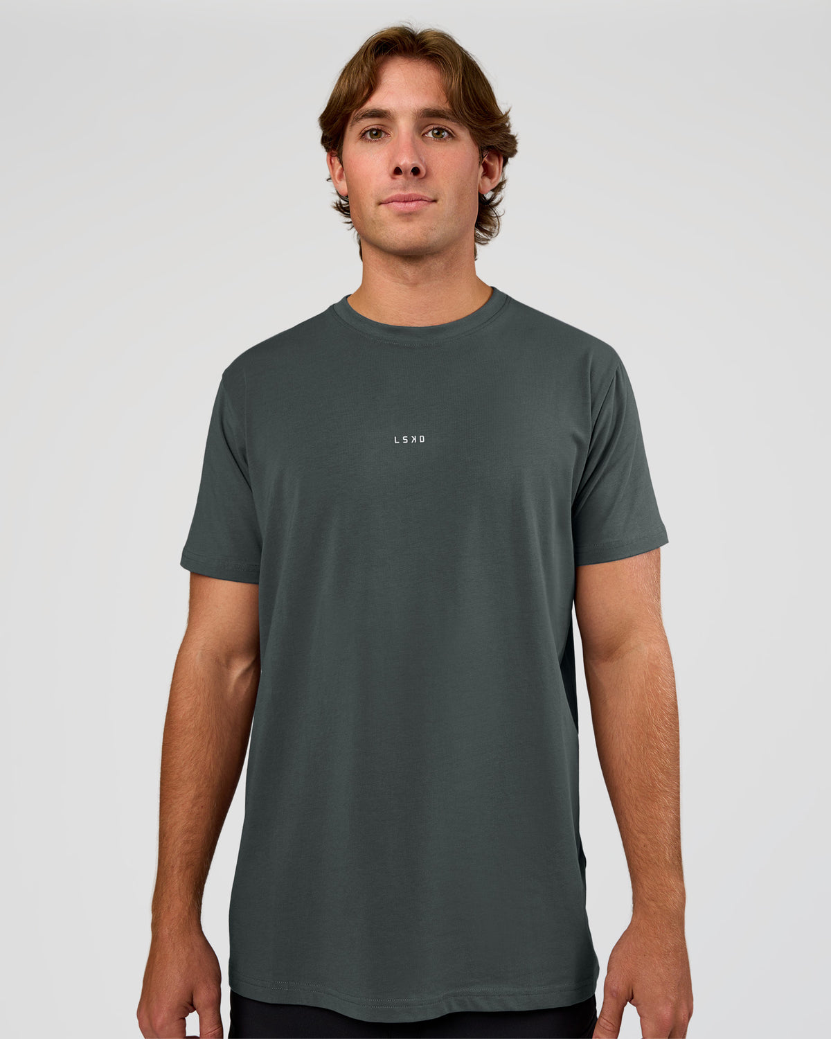 Man wearing Base FLXCotton Tee - Dark Slate | Model:Marcus | Size:L