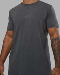 Man wearing Base FLXCotton Tee - Dark Storm Washed| Model:Xav | Size:L | Thumbnail Index: 4
