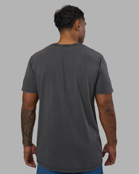 Man wearing Base FLXCotton Tee - Dark Storm Washed| Model:Xav | Size:L | Thumbnail Index: 2