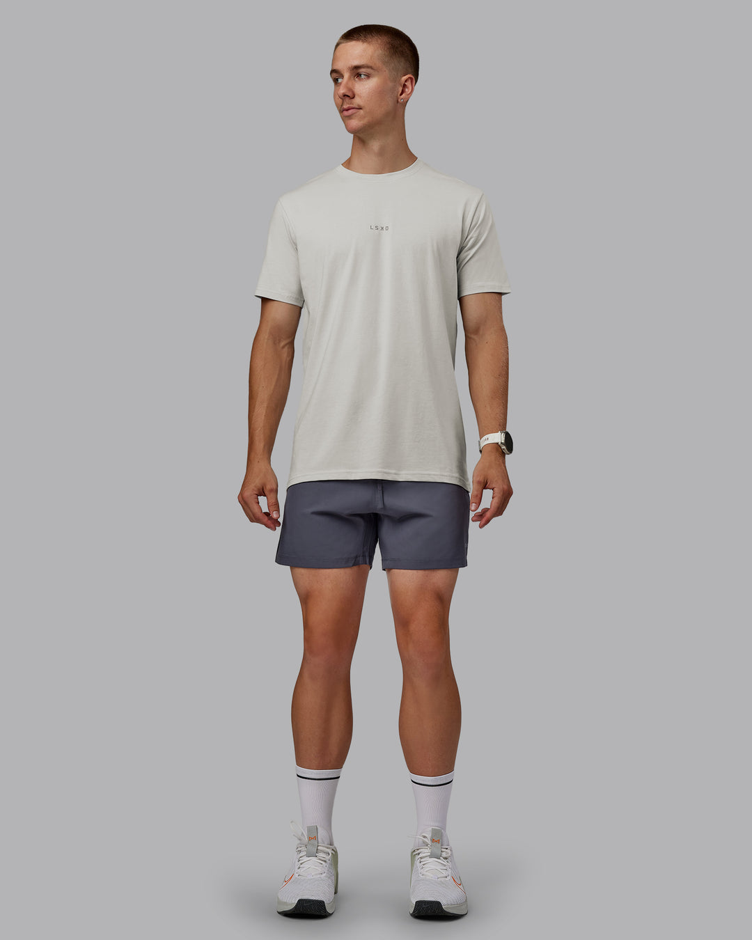 Man wearing Base FLXCotton Tee - Digital Mist - view 4