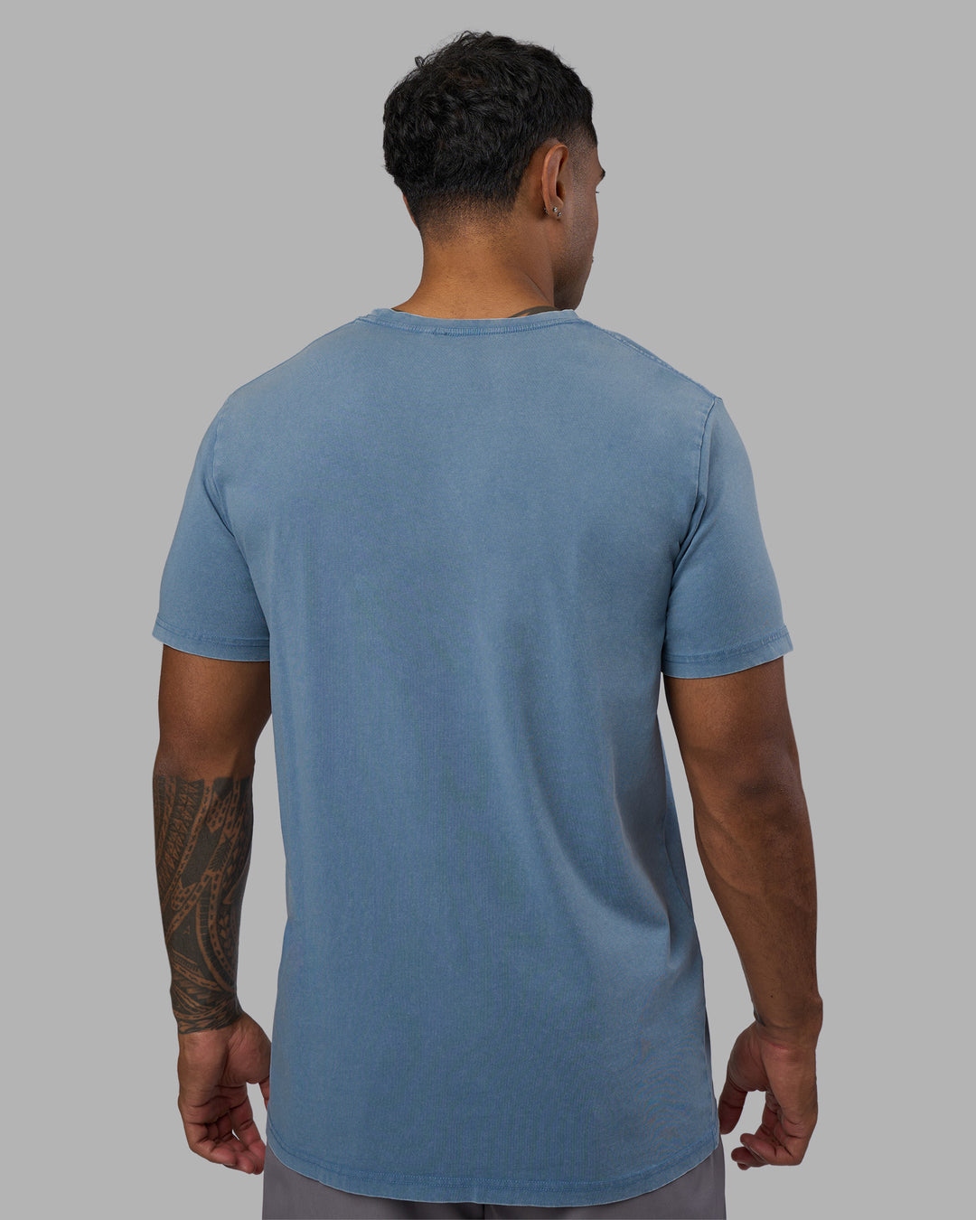 Man wearing Base FLXCotton Tee - Elemental Blue Washed | Model:Xav | Size:L - view 2