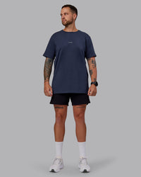 Man wearing Base FLXCotton Tee in Future Navy | Size:L | Thumbnail Index: 4