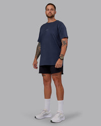 Man wearing Base FLXCotton Tee in Future Navy | Size:L | Thumbnail Index: 1