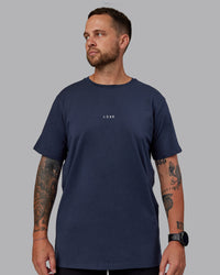 Man wearing Base FLXCotton Tee in Future Navy | Size:L | Thumbnail Index: 0