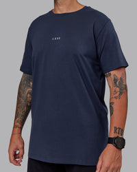 Man wearing Base FLXCotton Tee in Future Navy | Size:L | Thumbnail Index: 2