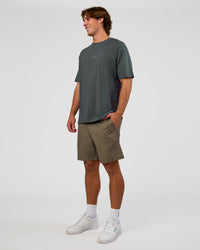Man wearing Base FLXCotton Tee Oversized - Dark Slate | Model:Marcus | Size:L | Thumbnail Index: 1