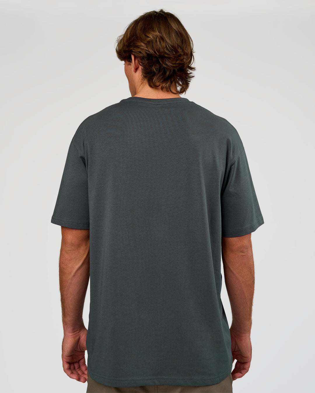 Man wearing Base FLXCotton Tee Oversized - Dark Slate | Model:Marcus | Size:L - view 3