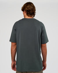 Man wearing Base FLXCotton Tee Oversized - Dark Slate | Model:Marcus | Size:L | Thumbnail Index: 2