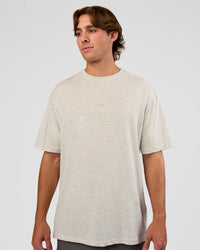 Man wearing Base FLXCotton Tee Oversized - Silver Marl | Model:Marcus | Size:L | Thumbnail Index: 0