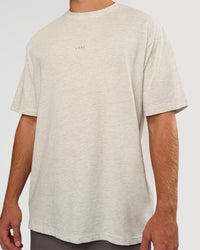 Man wearing Base FLXCotton Tee Oversized - Silver Marl | Model:Marcus | Size:L | Thumbnail Index: 3
