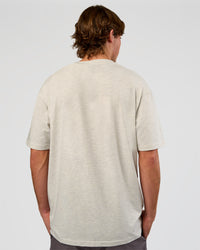 Man wearing Base FLXCotton Tee Oversized - Silver Marl | Model:Marcus | Size:L | Thumbnail Index: 2
