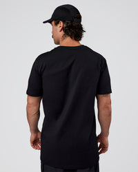 Man wearing Base FLXCotton Tee  Regular Fit +2cm - Black | Model:Adam | Size:L | Thumbnail Index: 3