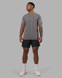 Man wearing Base FLXCotton Tee - Storm Front Washed | Model:Xav | Size:L | Thumbnail Index: 3