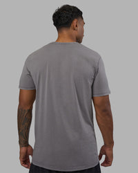 Man wearing Base FLXCotton Tee - Storm Front Washed | Model:Xav | Size:L | Thumbnail Index: 2