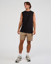 Man wearing Base Heavyweight FLXCotton Tank Regular Fit +2cm - Black | Model:Marcus | Size:L | Thumbnail Index: 4