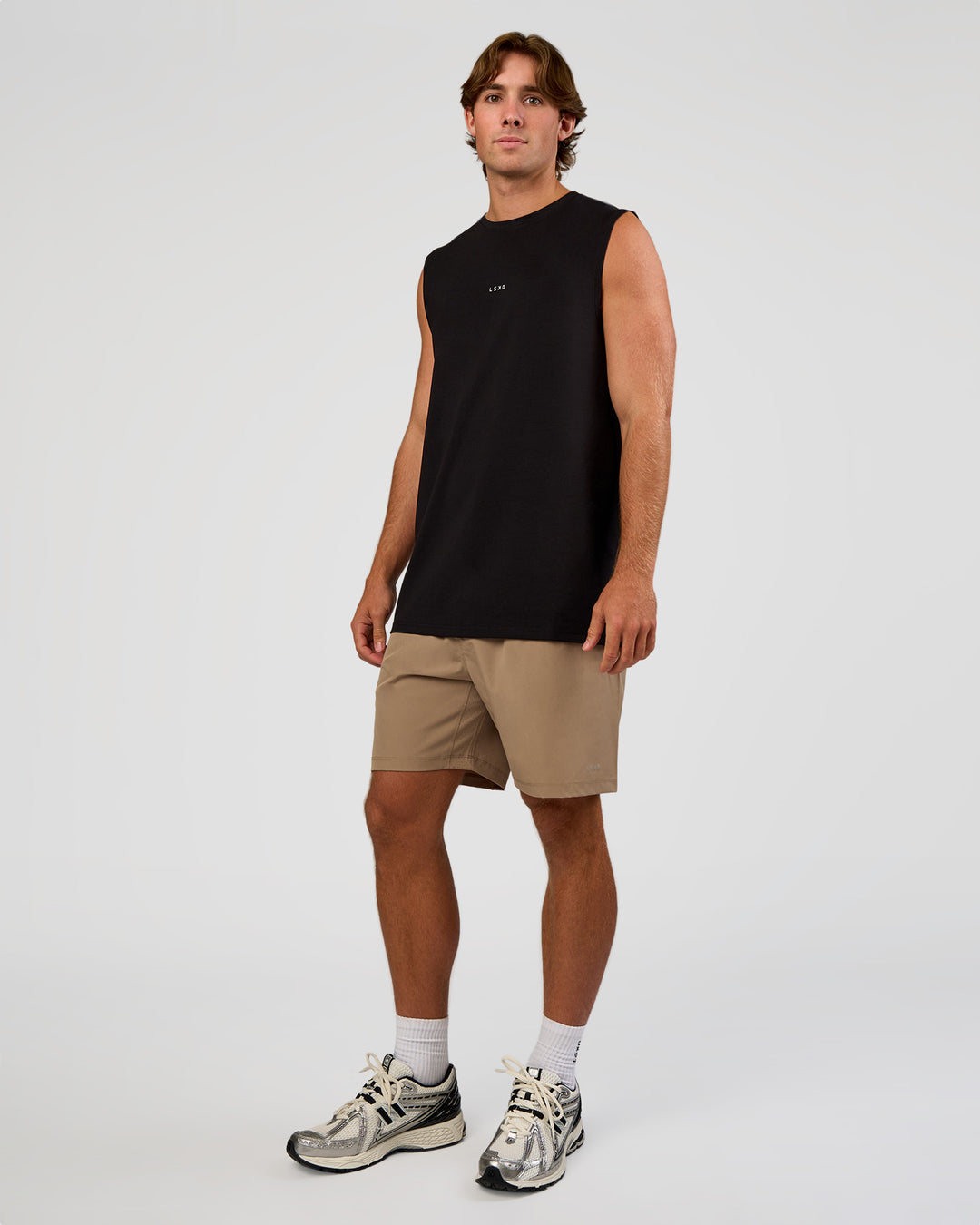 Man wearing Base Heavyweight FLXCotton Tank Regular Fit +2cm - Black | Model:Marcus | Size:L - view 2
