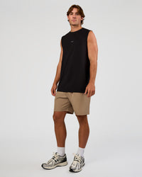Man wearing Base Heavyweight FLXCotton Tank Regular Fit +2cm - Black | Model:Marcus | Size:L | Thumbnail Index: 1