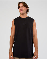 Man wearing Base Heavyweight FLXCotton Tank Regular Fit +2cm - Black | Model:Marcus | Size:L | Thumbnail Index: 0