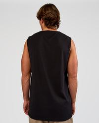 Man wearing Base Heavyweight FLXCotton Tank Regular Fit +2cm - Black | Model:Marcus | Size:L | Thumbnail Index: 3