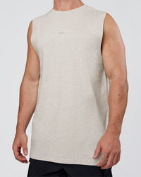 Man wearing Base Heavyweight FLXCotton Tank Regular Fit +2cm - Silver Marl | Model:Adam | Size:L | Thumbnail Index: 3