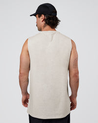 Man wearing Base Heavyweight FLXCotton Tank Regular Fit +2cm - Silver Marl | Model:Adam | Size:L | Thumbnail Index: 1