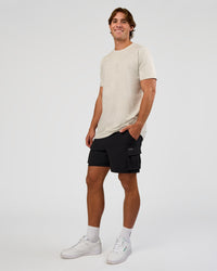Man wearing Base Heavyweight FLXCotton Tee Regular Fit +2cm - Silver Marl | Model:Marcus | Size:L | Thumbnail Index: 4