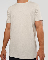 Man wearing Base Heavyweight FLXCotton Tee Regular Fit +2cm - Silver Marl | Model:Marcus | Size:L | Thumbnail Index: 3