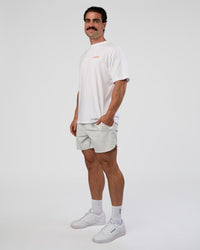 Man wearing Break Through FLXCotton Oversized Tee - White-Pale Lilac | Model:Adam | Size:L | Thumbnail Index: 5