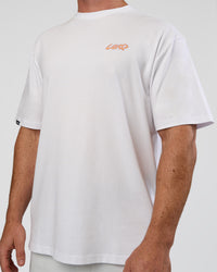 Man wearing Break Through FLXCotton Oversized Tee - White-Pale Lilac | Model:Adam | Size:L | Thumbnail Index: 7