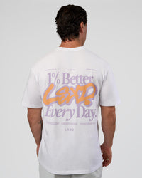 Man wearing Break Through FLXCotton Oversized Tee - White-Pale Lilac | Model:Adam | Size:L | Thumbnail Index: 1